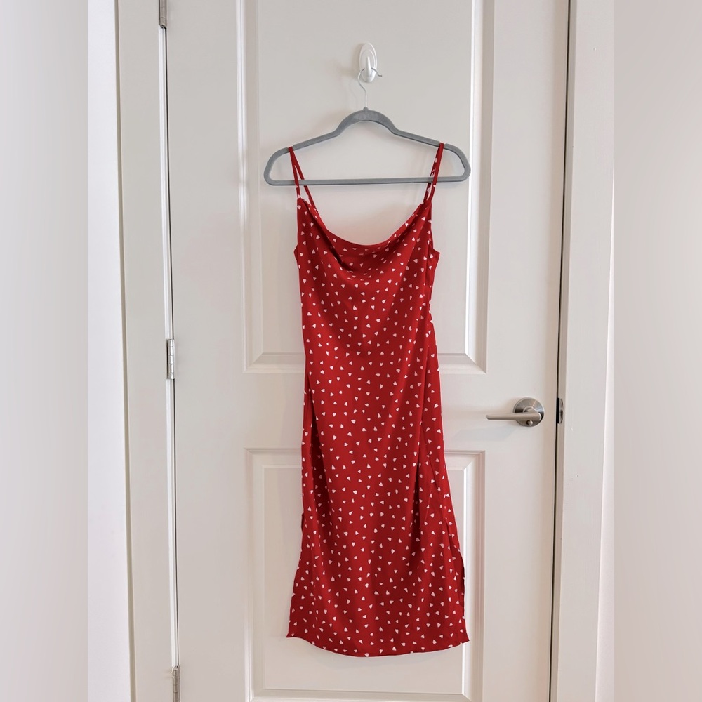 Love Heart Cowl Midi Slip Dress